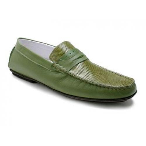 Bacco Bucci "1989-00" Green Genuine Soft Supple Calfskin Loafer Shoes